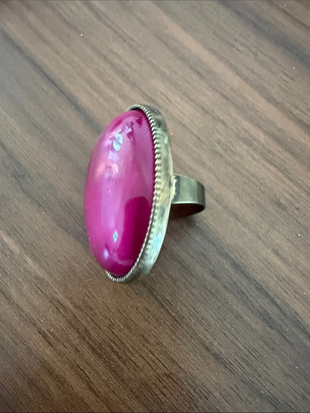 Magenta Pink Oval Statement Ring